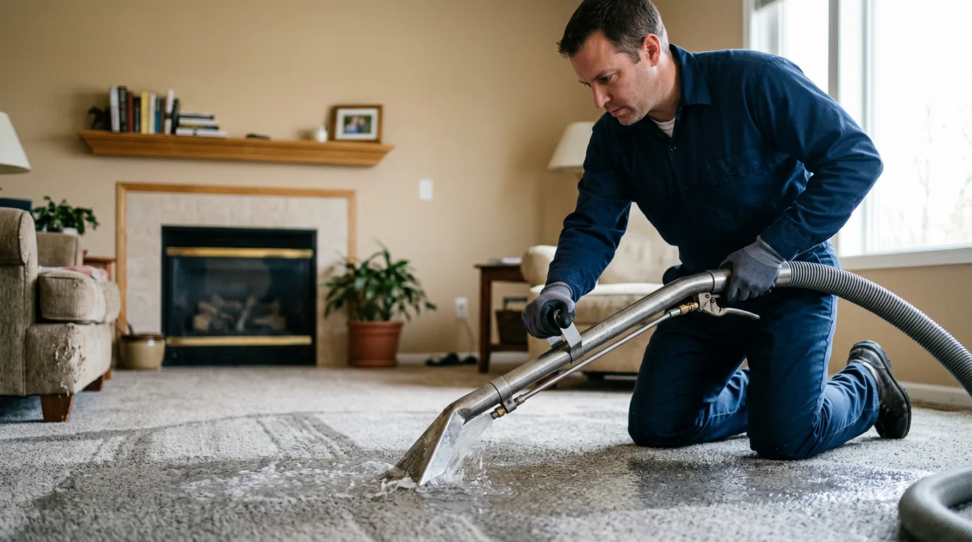 Water damage restoration technician working near Addieville, IL